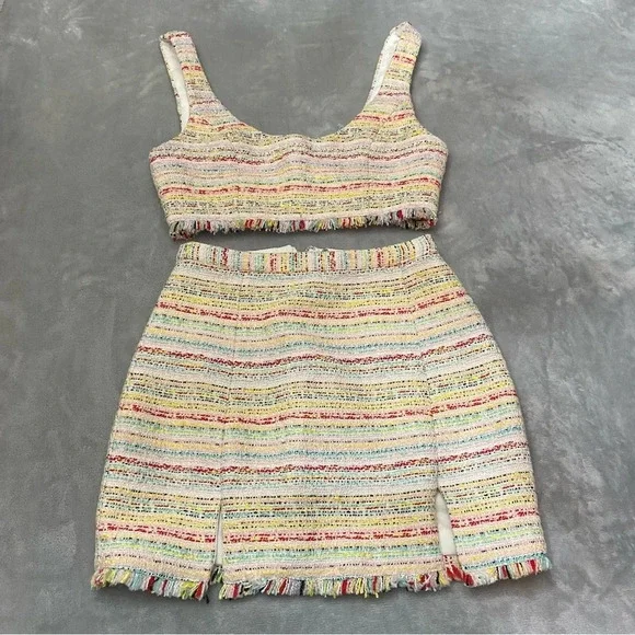 NBD Shawna Tweed Crop Top & Blair Mini Skirt Set in Pastel 27014 - Picture 2 of 12